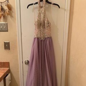 Lavender Halter Prom Dress